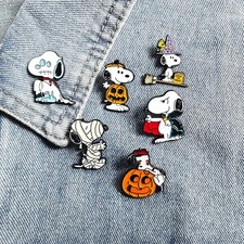 6Pcs Snoopy Halloween Enamel Pins Set Cute Cartoon Dog Lapel Pins Backpack Gift picture