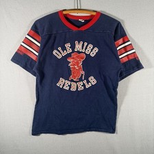 Vintage 80's Bike Ole Miss Rebels Football Jersey Medium Navy Red picture