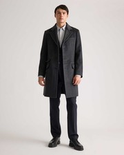 Quince 100% Mongolian Cashmere Double-Faced Overcoat Mens M Heather Graphite picture