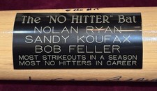 No Hitter Bat - Rawlings Major League Bat - 3 Signatures - Ryan, Koufax, Feller picture