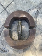 Milliner Antique Wood With Brass Turn Handle Hat Stretcher Form- Brass & Wood  picture