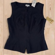 Vintage 90s BCBG Black Fitted Top NWT Deadstock Office Siren Corporate Goth picture
