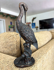 RARE antique crane Japanese Meiji period bronze  picture