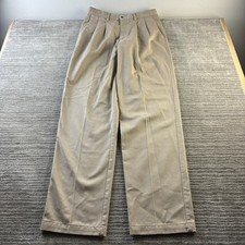 VINTAGE Dockers Pants Mens 32x34 Tan Trousers Double Pleated Cotton Twill picture