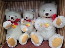 Steiff 1982 Collector's Edition White Mohair Original 3 Teddy Set, 15