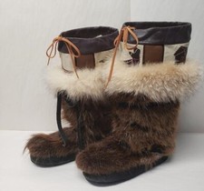 ALASKA Wildlife Fur Applique Patch Handmade UniSex Eskimo Boots Size 10, 12 picture