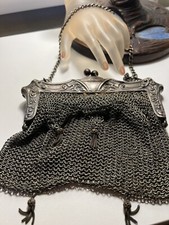 Victorian Unique GERMAN SILVER Mesh EVENING Bag Ornate Frame KISS Lock Project picture