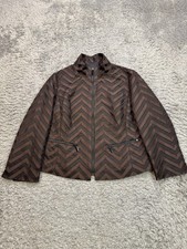 Carlisle Jacket Women 4 Brown Crushed Velvet Chevron Striped Crop Full Zip Coat picture