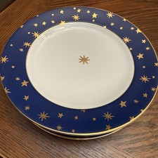 4 Sakura Galaxy 8” Salad/Lunch/dessert Plates 14k Gold Fine Porcelain Whimsigoth picture