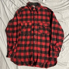 Vintage 50s Woolrich Shirt Buffalo Plaid Wool Flannel Hunter Size 16 Large READ picture