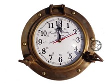 Brass Antique Navigation Marine Ship Porthole Brass Wall Decor Clock 9 inch  XSA picture