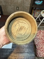 PRIMITIVE  ANTIQUE WOOD BUTTER MOLD DUCK Pattern  5 1/4”x 4 3/4” picture