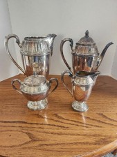 Vintage 1847 Rogers Bros Marquise Silver Plated Coffee/Tea, Water, creamer sugar picture