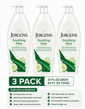 Jergens Soothing Aloe Hand Body Lotion Dry Skin Moisturizer 21 oz 3 Pack picture