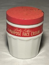 c1940s Lady Esther 4 Purpose Face Cream Chicago Illinois Milk Glass Cosmetic Jar picture