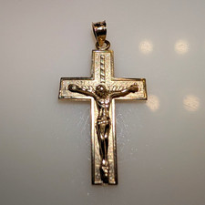 14k Yellow Gold Crucifix Pendant with Jesus Figure picture