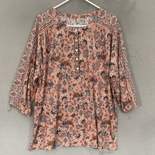 J. Jill Pure Jill Top Womens 2X Multicolor Printed Henley Tunic Long Sleeve picture