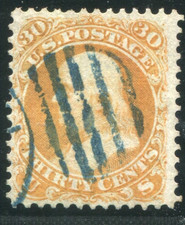 1861-62 United States 30¢ Franklin Postage Stamp #71 Blue Cancel Certified picture