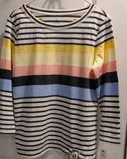 Talbots NWT Striped Top Small Multicolor 3/4 Sleeve Side Knot Preppy - 1098 picture