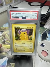 Pikachu Red Cheeks 1999 Pokemon Base Set Common Shadowless #58 PSA Rated 8 Card picture