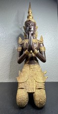 Vintage Gilt Bronze Thai Statue Teppanom Sacred Guardian Angel Sculpture 19.5” H picture