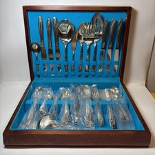 Wm Rogers & Son AA IS Silverplate Flatware Set 70+pc W/ Wood Chest Vintage picture