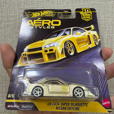 Custom CHASE Diecast Hot Wheels Aero Styles Gold LBWK LB-ER34 Super Silhouette picture