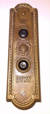Antique Otis Elevator Call Button Plate Cast Brass Vintage Architectural Salvage picture