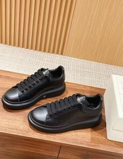 Alexander McQueen Black Leather Oversized Lace‑up Designer Platform Casual Sneak picture