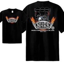 NHRA Highest Horsepower In The Game Since 1951 (104T) Cotton T-Shirt.  Animated picture