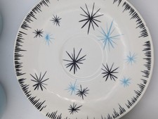 8 Homer Laughlin Star-Brite Cup & Saucer Sets MCM Atomic Rare HLC Dura-Print picture
