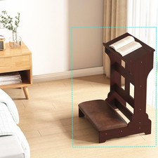 Prayer Bench Stool Solid Wood Prayer Kneeler w/ Shelf & Cushion Church Prayer US picture