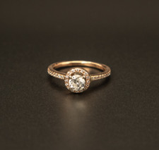14k Rose and White Gold Round White Diamond Halo Engagement Ring picture