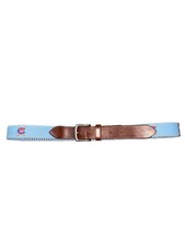 VTG JT Read & Co. Men’s Needlework Leather Belt Blue Sz 44 in Retro Golfing USA picture