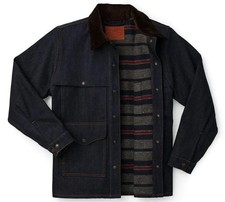Filson Lined Denim Cruiser Jacket Raw Indigo Wool USA Made Mens 2XL New picture
