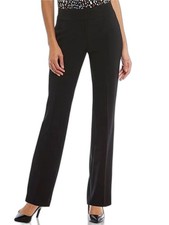 NWT Kasper Dress Pants Women's Size 14W Classic Black Straight Leg Side Zipper picture