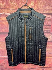 NEW Scully Leather Men’s L Black Lambskin Leather Vest Cognac Trim Quilted picture