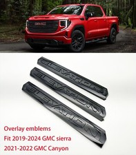 Overlay 3PC Gloss black Door Rear Elevation Emblem 2019+ Sierra 1500 2021+Canyon picture