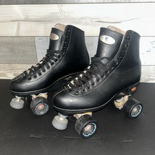 Riedell Men's Quad Skates Model 111BR Size 8 Black Leather Rollerskates picture
