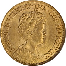 Netherlands Wilhelmina Gold 10 Gulden NGC MS64 Various Dates - STOCK picture