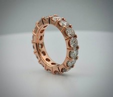 14K Rose Gold Round Natural Diamond Eternity Wedding / Band Ring 4.30 carat WOW  picture