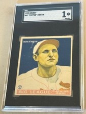 1933 GOUDEY #62 PEPPER MARTIN SGC 1 PR ST LOUIS CARDINALS BASEBALL CARD. picture