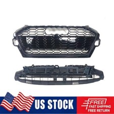 RS4 Style For Audi A4 S4 2020 2021 2022 2023 Honeycomb Front Bumper Grille Black picture