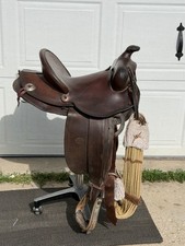 Antique A.J. Williamson Casper Wyoming Western Saddle 16” Cowboy Ranch Vintage picture