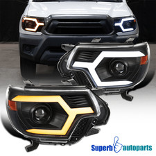 Fits 2012-2015 Tacoma Black Projector Headlight Sequential LED Signal Switchback picture