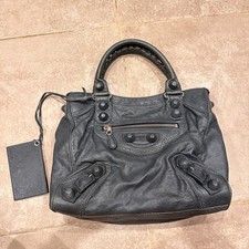 vintage black balenciaga city bag with lace details picture