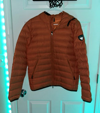 EA7 Emporio Armani Orange Puffer Jacket Men’s L Hooded Full Zip Down Pockets picture
