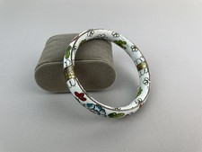 Antique 1900's Cloisonne Bangle Bracelet White/Multi Floral REPUBLIC PERIOD picture