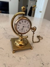 Vintage Hamilton Gold Filled Pocket Watch w/ Brass Display Stand & Chain picture