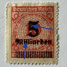 ERROR 1923 GERMANY STAMP #313/319 WITH BLOTCH DOTS $5,000,000,000 INFLATION  picture